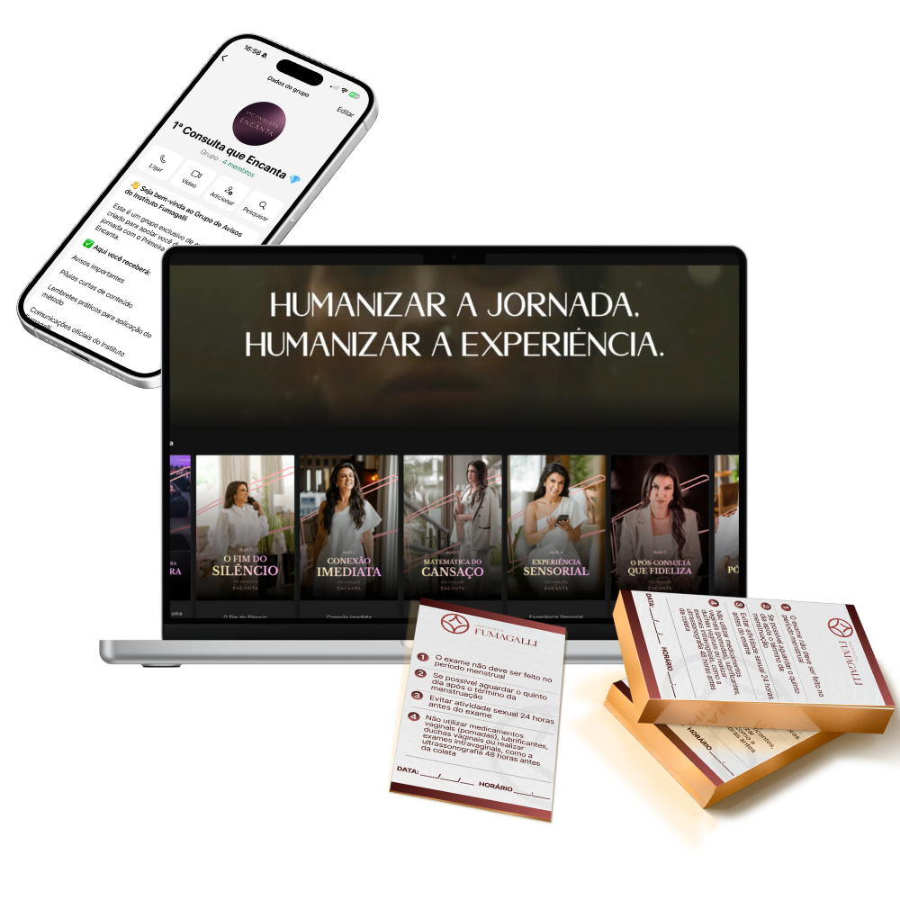 Laptop mostrando o guia completo da primeira consulta que encanta